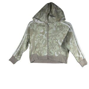 Adidas Camo Hoodie Girls Size Small Beige Loose‎ Fit With White Stripes NEW